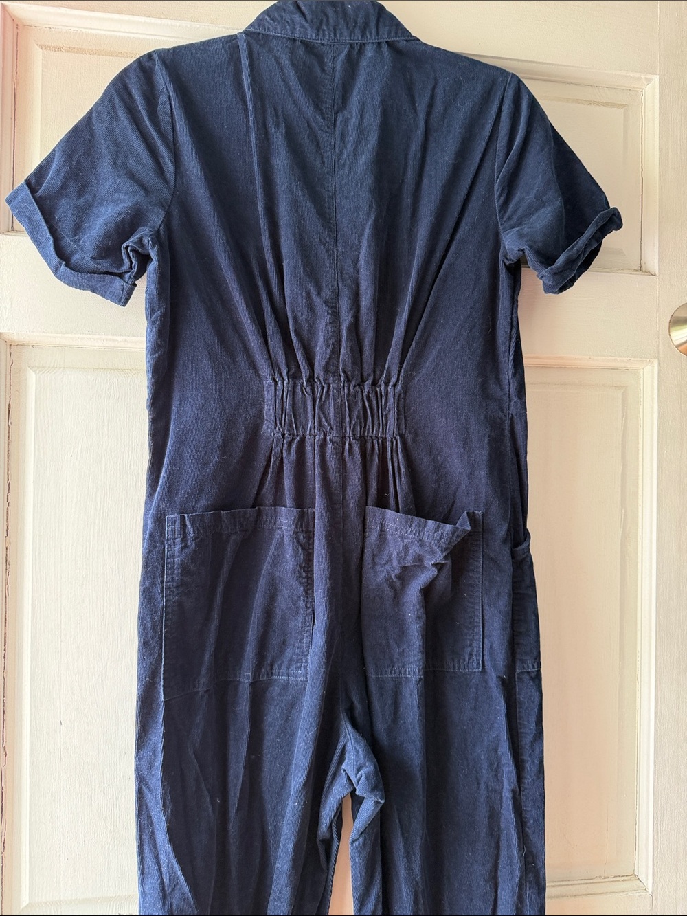 Lucy & Yak Navy Short-Sleeve Zip-Front Mini Corduroy Jumpsuit - Picture 3 of 3